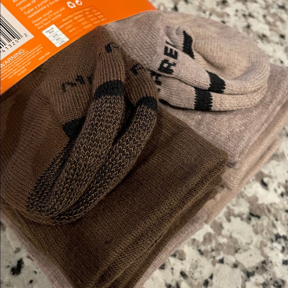 Merrell 6 Men's All-Purpose Cushioned Crew Socks Cream, Brown, NWT, M/L - Picture 6 of 8